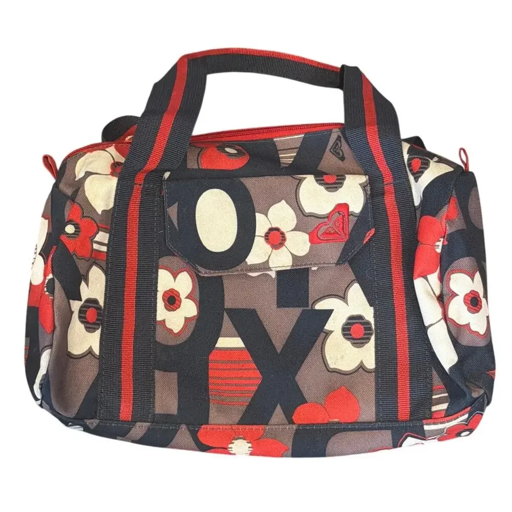 Vintage Y2K Roxy Flower Power Mini Duffle Bag Surf Skater Mod Barrel Purse